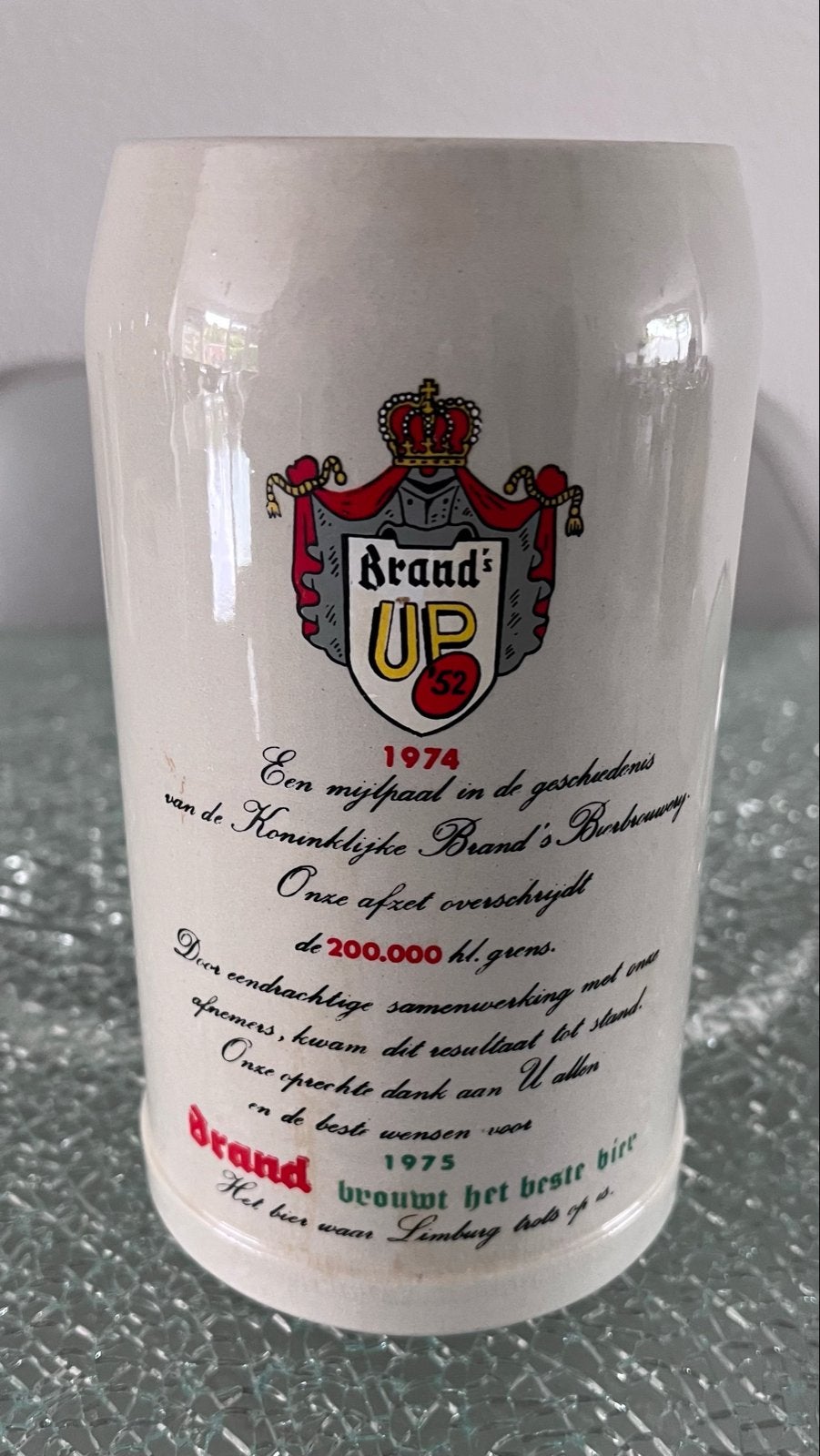 Vintage Brand's Bierpul 1974 - Mijlpaal 200.000 hl, Ophalen, Zo goed als nieuw