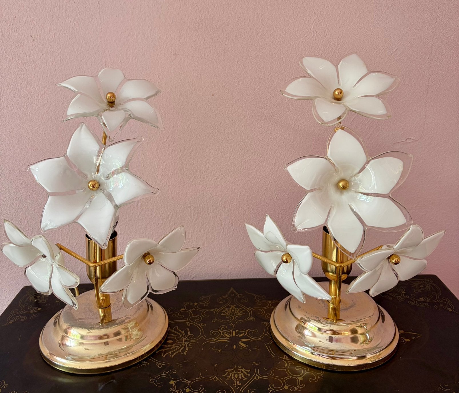 Murano glazen tafellampen, Gebruikt, Hollywood regency, Ophalen of Verzenden, Glas