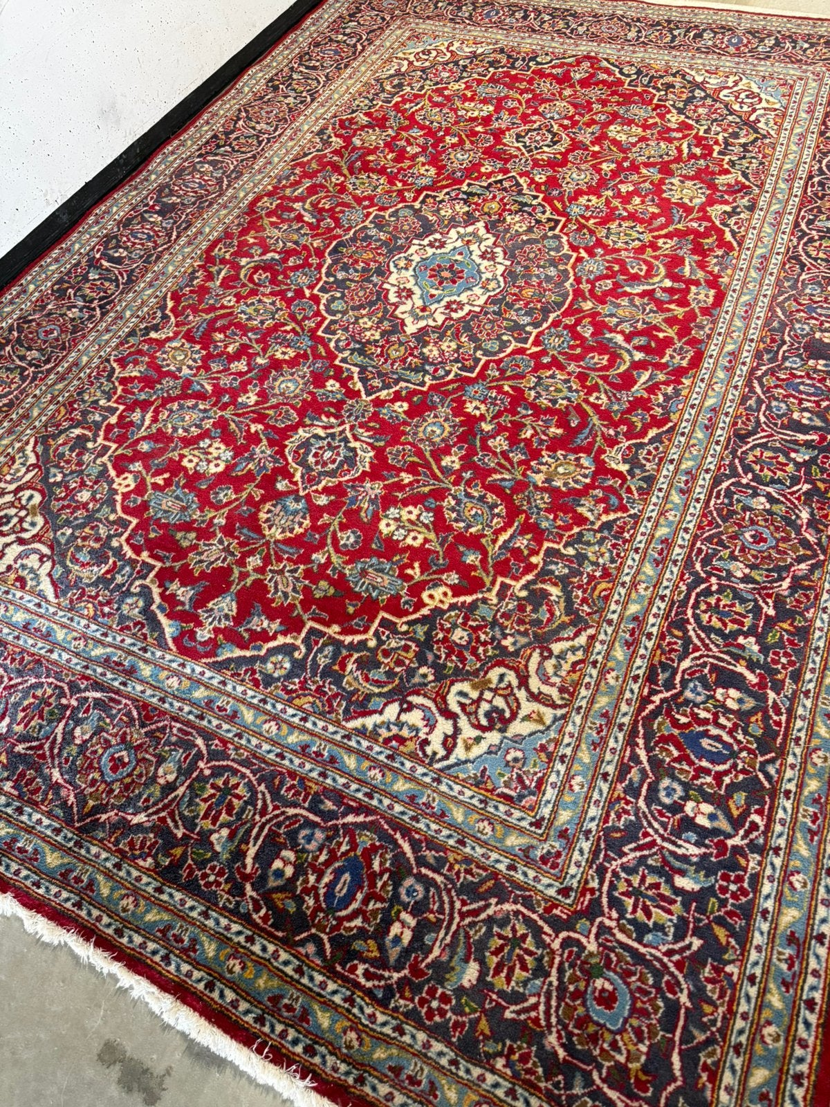 Mooi groot perzisch Kashan tapijt 3.10 x 2.10 meter, Ophalen, Gebruikt, Perzisch, Blauw