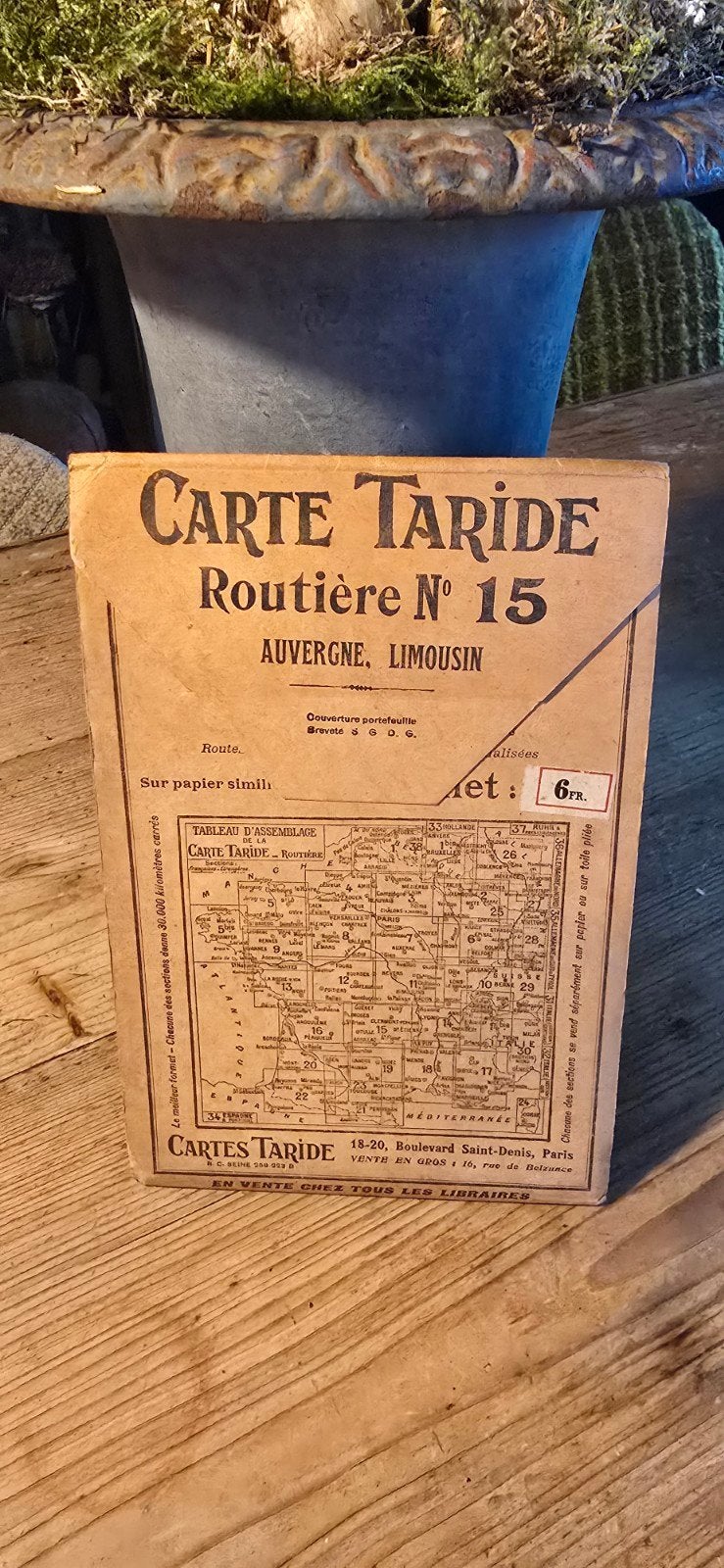 Oude Franse wegenkaart Carte Taride nr 15 Auvergne Limousin, Ophalen of Verzenden