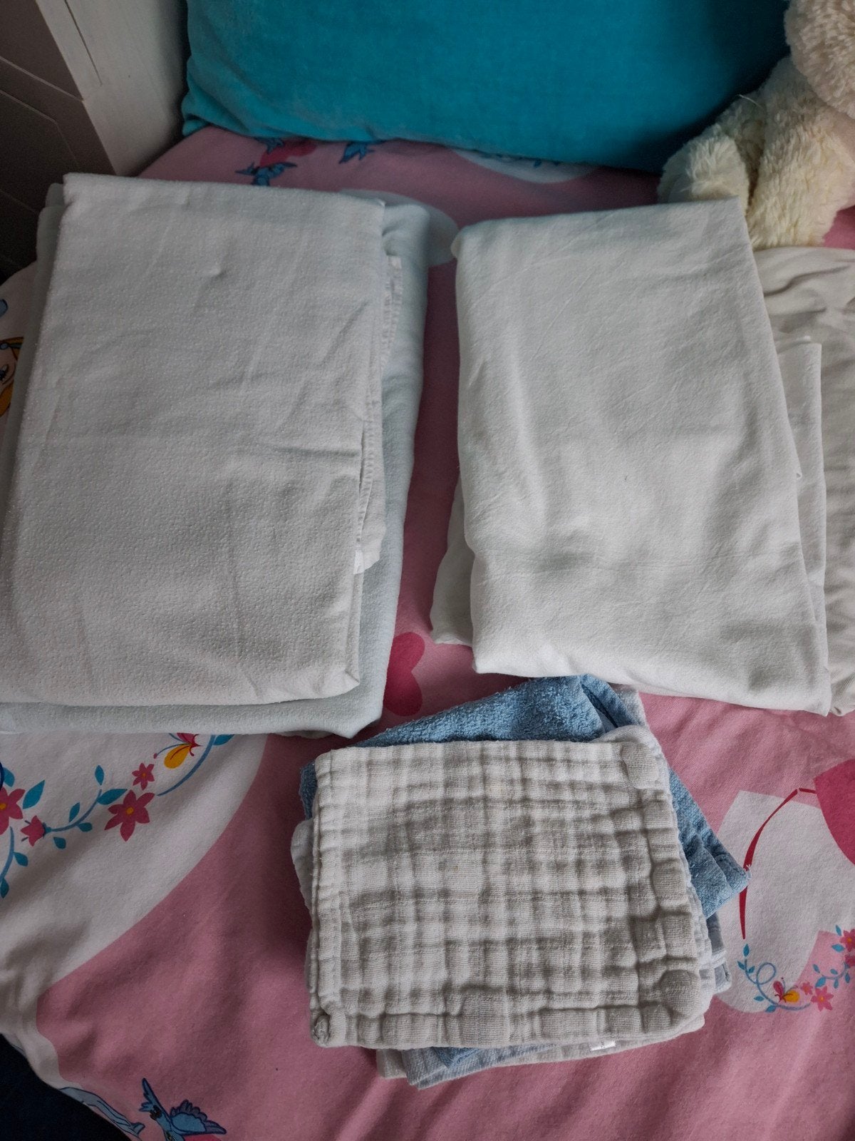 2 moltons, 2 hoeslakentjes voor kinderledikantje, Kinderen en Baby's, Ophalen of Verzenden, Wit, Jongetje of Meisje, Dekbedovertrek