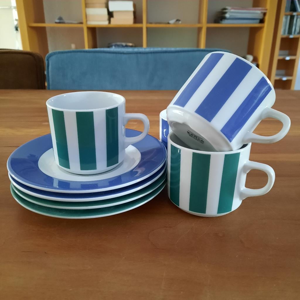 4 x vintage porseleinen kop en schotels van Kahla, Huis en Inrichting, Keuken | Servies, Overige merken, Ophalen of Verzenden