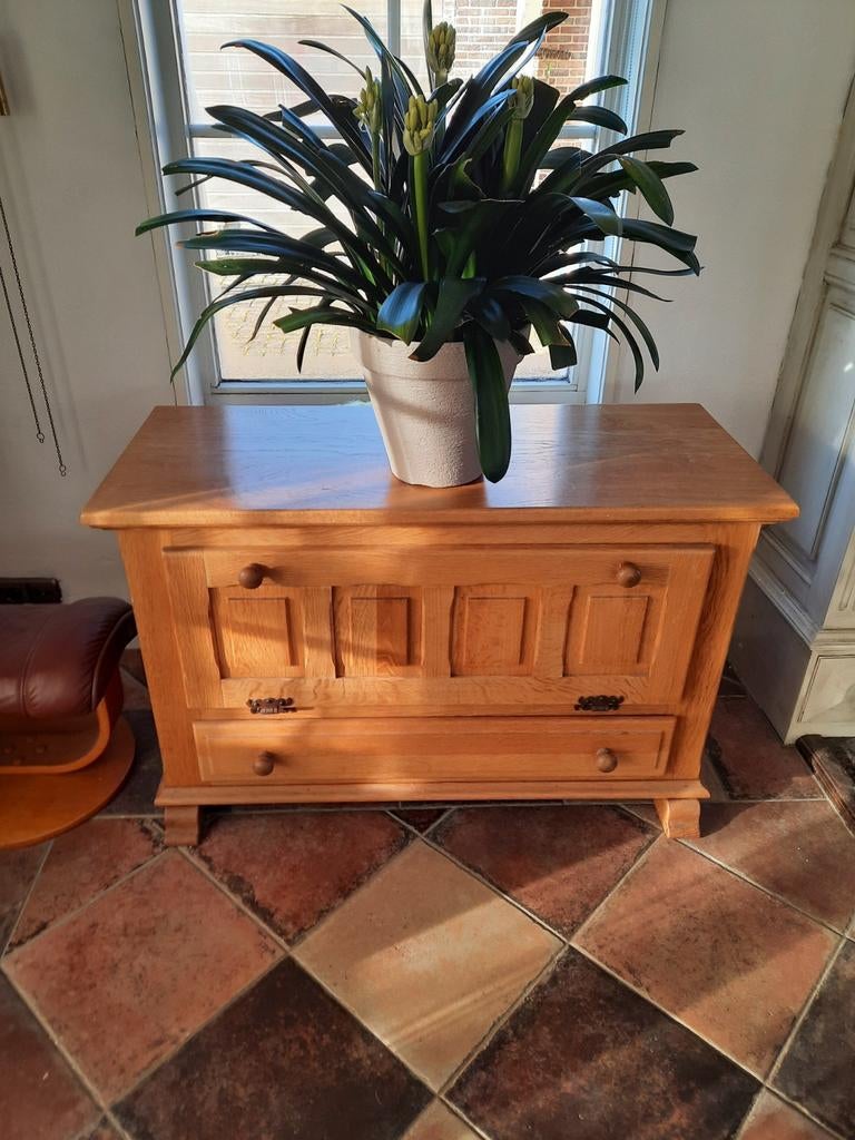 RADIO/ TV meubel geloogd eiken Oisterwijk h74 /115/49, Ophalen, Minder dan 50 cm, Minder dan 50 cm