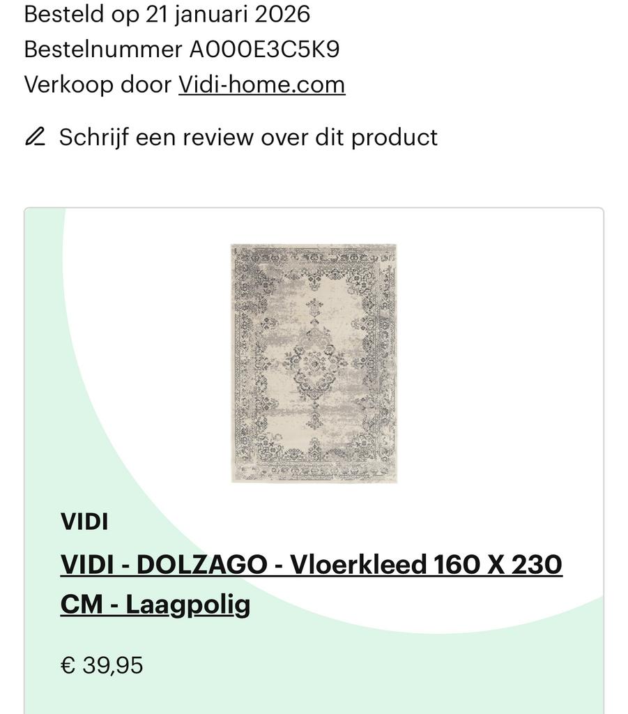 Zo goed als nieuw vloerkleed - Vidi Dolzago 160x230 cm, Ophalen, Zo goed als nieuw, 200 cm of meer, 150 tot 200 cm