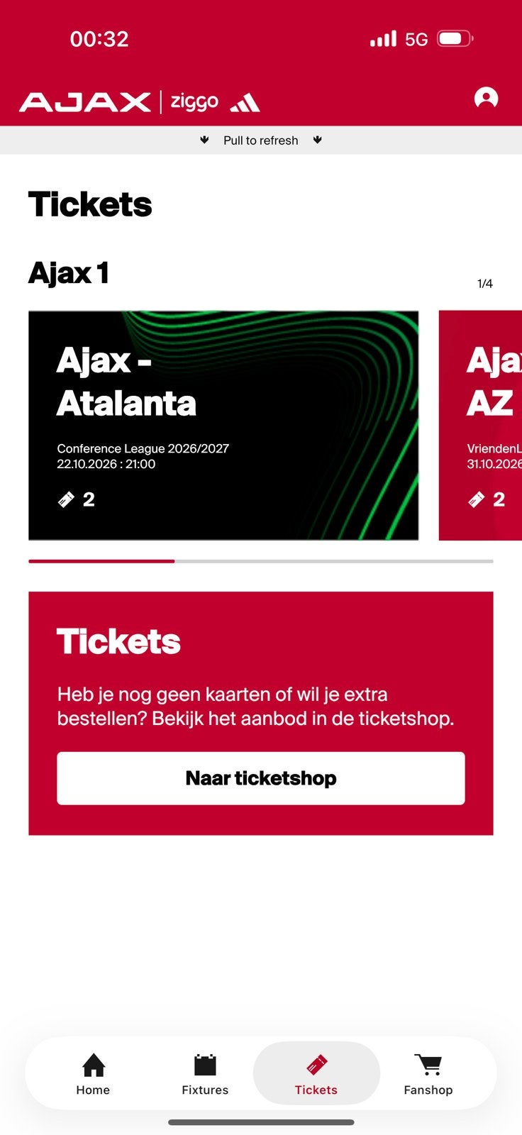 2x Hoofdtribune | Ajax Atalanta | Vak 110 | Naast elkaar, Twee personen
