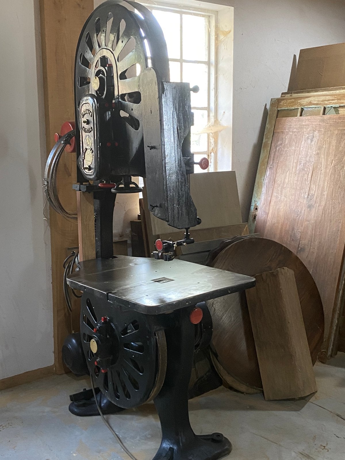 Antieke lintzaag, Doe-het-zelf en Verbouw, Gereedschap | Zaagmachines, Ophalen, Gebruikt, 70 mm of meer, Lintzaag