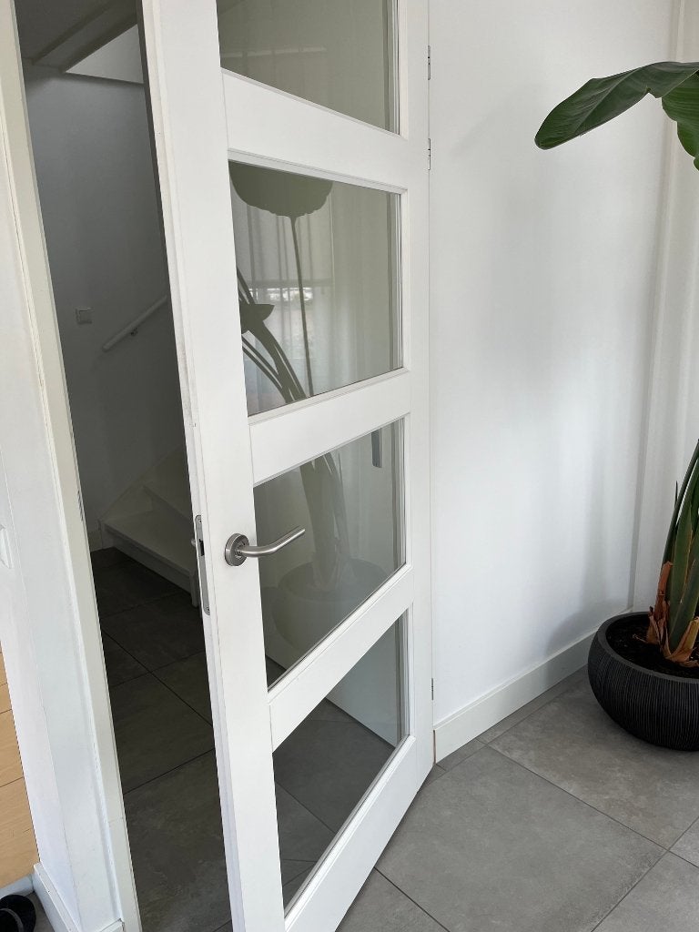 Opdek witte binnendeuren met glas en beslag 231,5 x 93 cm, Ophalen, 80 tot 100 cm, 215 cm of meer, Binnendeur
