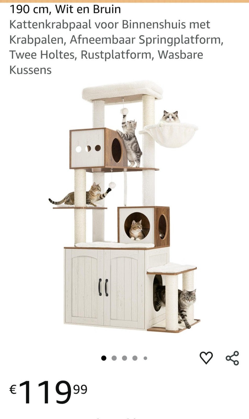 krabpaal met kast voor kattenbak, Ophalen, Nieuw, Krabpaal