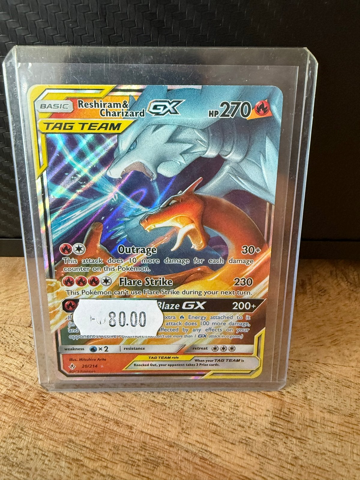 Pokémon Kaart Reshiram & Charizard GX TAG TEAM, Hobby en Vrije tijd, Ophalen of Verzenden, Zo goed als nieuw, Losse kaart