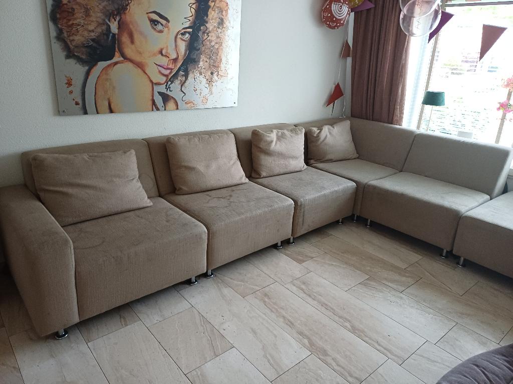 Hoekbank met hokker. !!gratis af te halen!!, Ophalen, Gebruikt, 125 cm of meer, 125 cm of meer