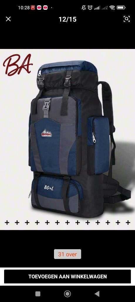 Grote reis/wandel rugzak, 80L, donkerblauw, Overige merken, 25 tot 40 cm, Nieuw, Ophalen of Verzenden