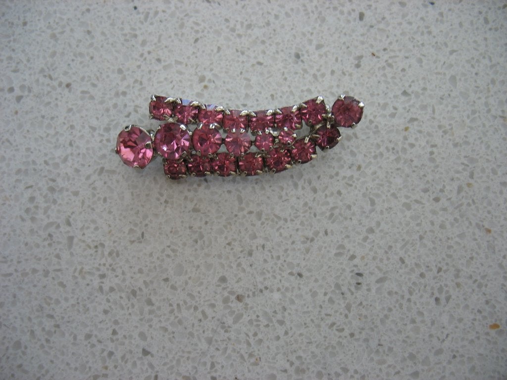 Smalle Broche Costume Jewelry Glamourlook Strass Roze Vintag, Sieraden, Tassen en Uiterlijk, Ophalen of Verzenden, Overige materialen