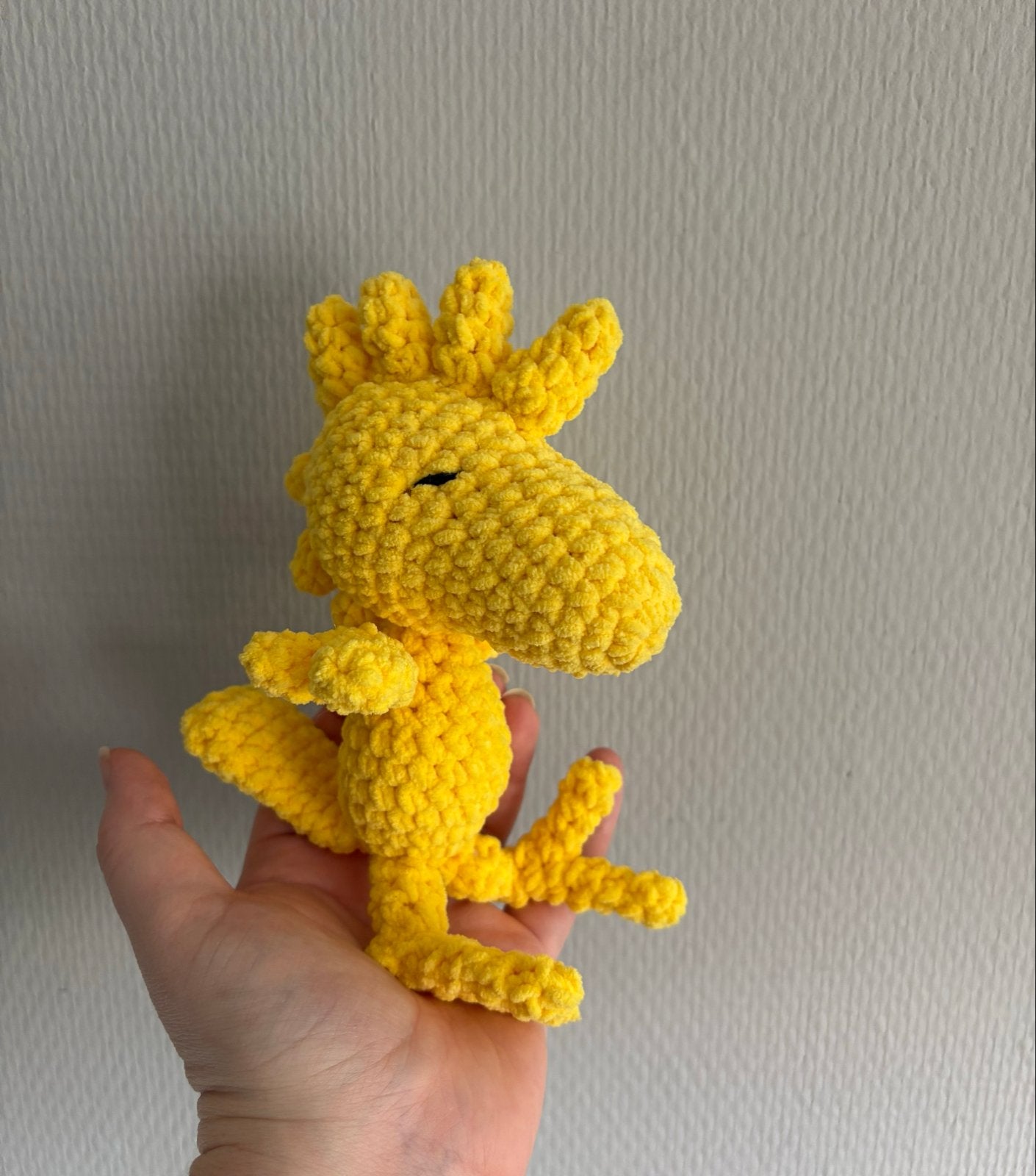 Gehaakte Woodstock Knuffel van Chenille Garen, Overige merken, Overige typen, Nieuw, Ophalen of Verzenden
