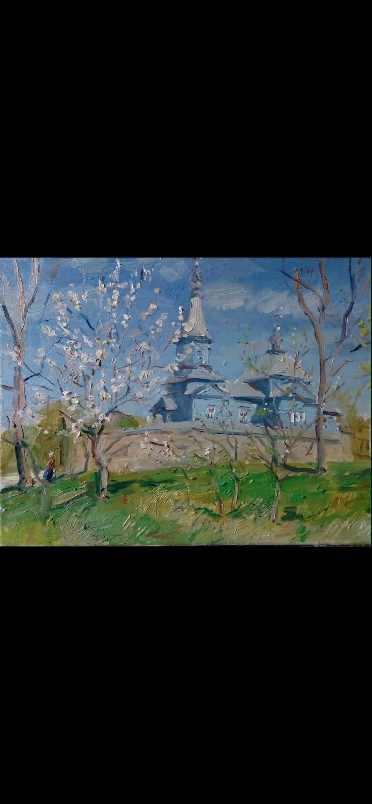 De Opstanding – Orthodoxe kerk in Kożany, Olieverf 2018, Ophalen, Doek, Realistisch, Handgeschilderd