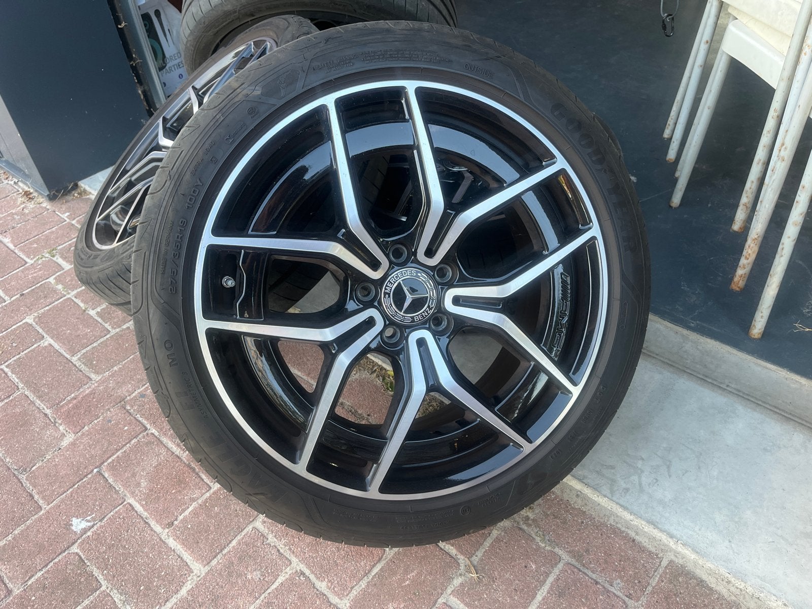 Mercedes-Benz AMG 19 inch velgen met Goodyear zomer banden, Banden en Velgen, Personenwagen, Zomerbanden, Ophalen