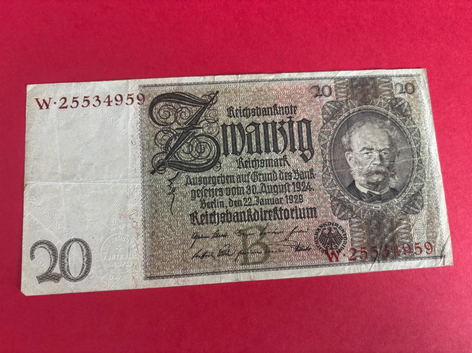 Historisch Duits Bankbiljet - 20 Reichsmark - Siemens, Ophalen of Verzenden, Duitsland