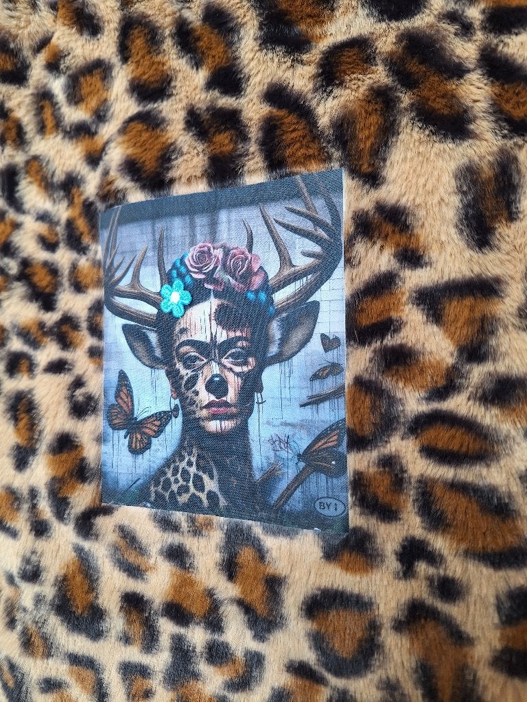 Frida Kahlo gewond hert Kunst bolero bodywarmer panterprint, Ophalen of Verzenden, Nieuw, Maat 38/40 (M), Bruin