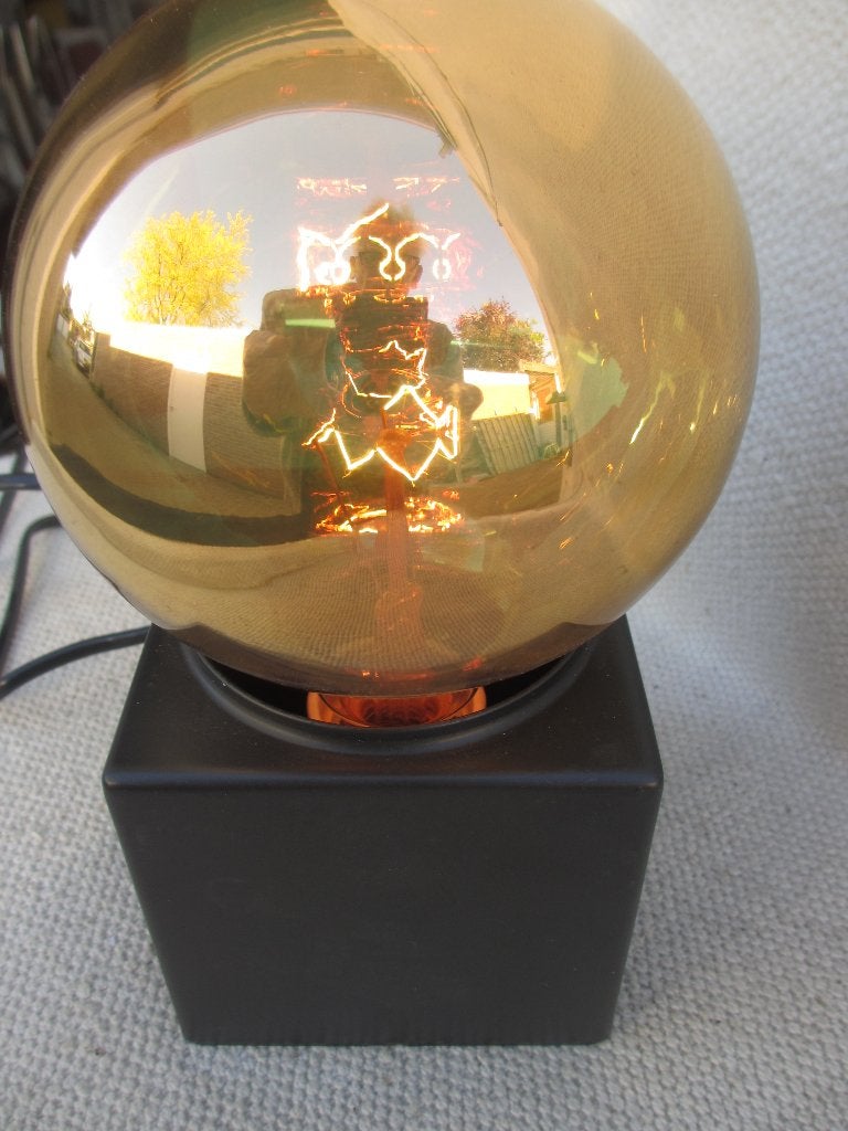 Philips kubuslamp met grote gloeilamp jaren '70, Gebruikt, Met schakelaar, Philips, Schemerlamp
