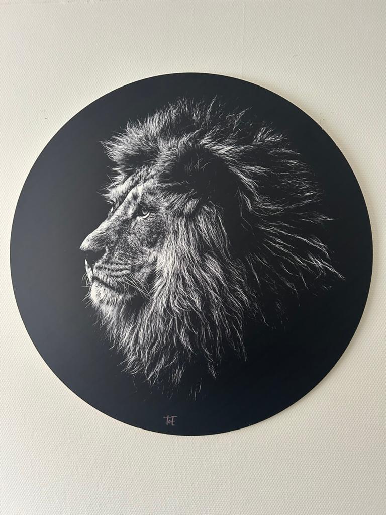 Mooie Print op Hout 80 cm rond, Ophalen, Zo goed als nieuw
