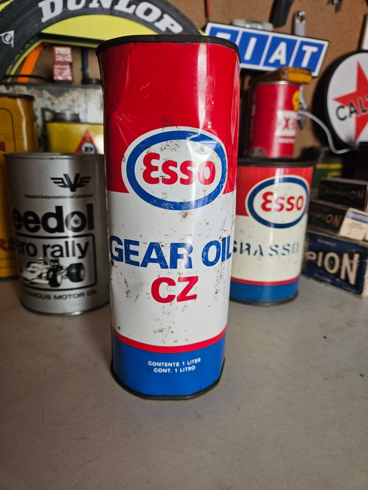 Vintage Esso Olieblik Gear CZ 1 Liter - Verzamelobject, Ophalen of Verzenden, Gebruikt, Gebruiksvoorwerp