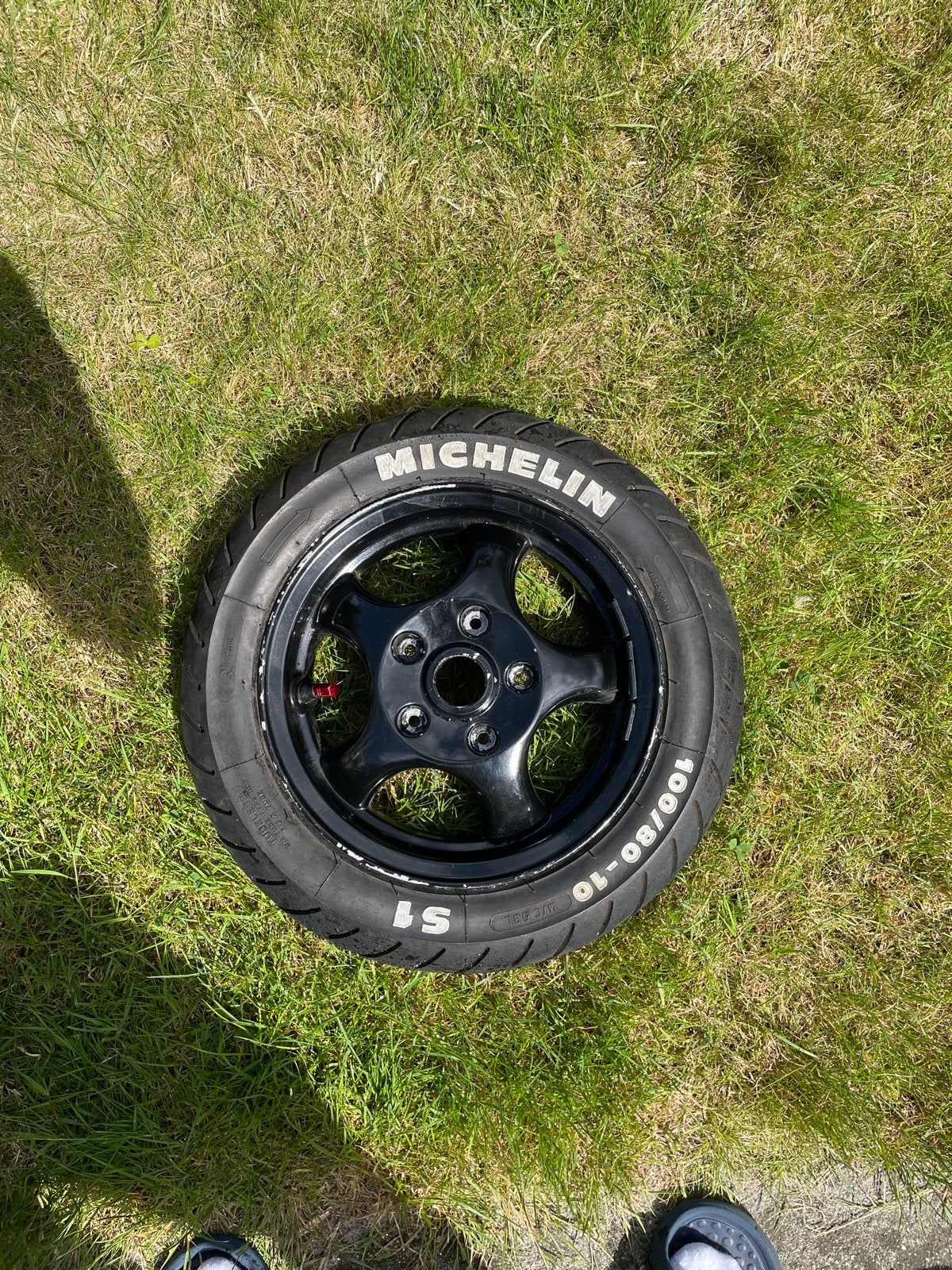 Michelin S1 band met velg 100/80-10, Ophalen of Verzenden, Gebruikt, Overige typen, Overige merken