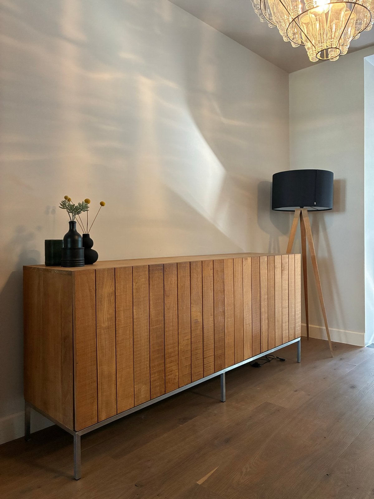 Ethnicraft dressoir massief teakhout 4 deuren, Ophalen, Gebruikt, Modern, design, minimalistisch, 150 tot 200 cm