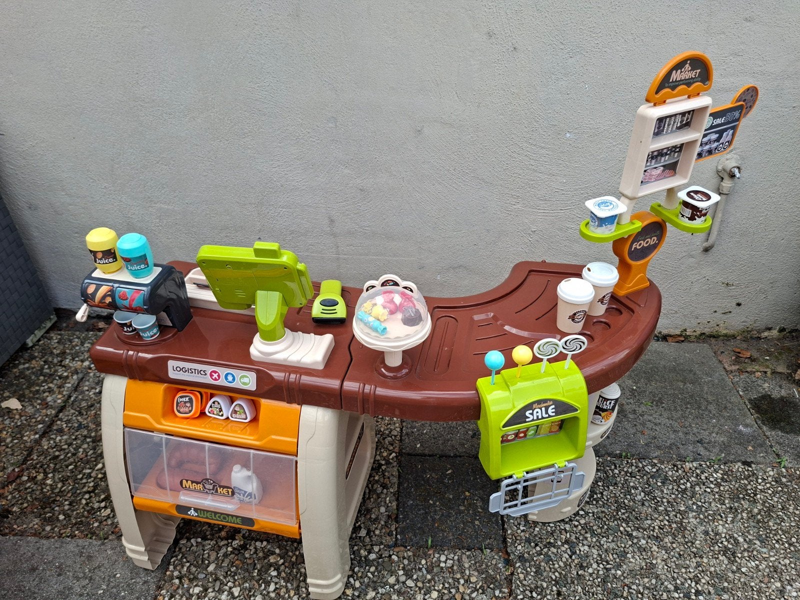 Speelgoed supermarkt met winkelwagentje en accessoires, Ophalen, Gebruikt, Jongen of Meisje
