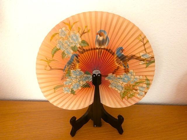 Hand Waaier China Birds Orange, Antiek en Kunst, Antiek | Kleding en Accessoires, Verzenden