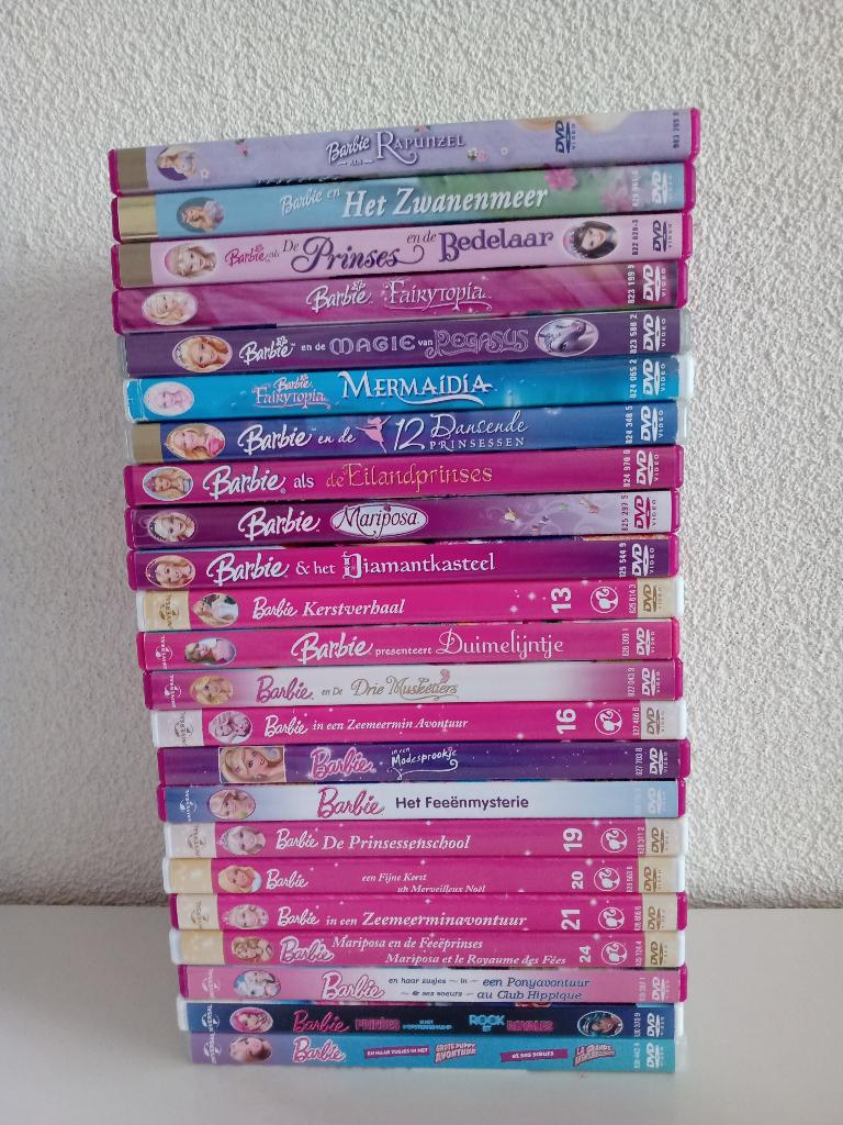 BARBIE DVD’S (23 stuks), Europees, Gebruikt, Tekenfilm, Ophalen of Verzenden