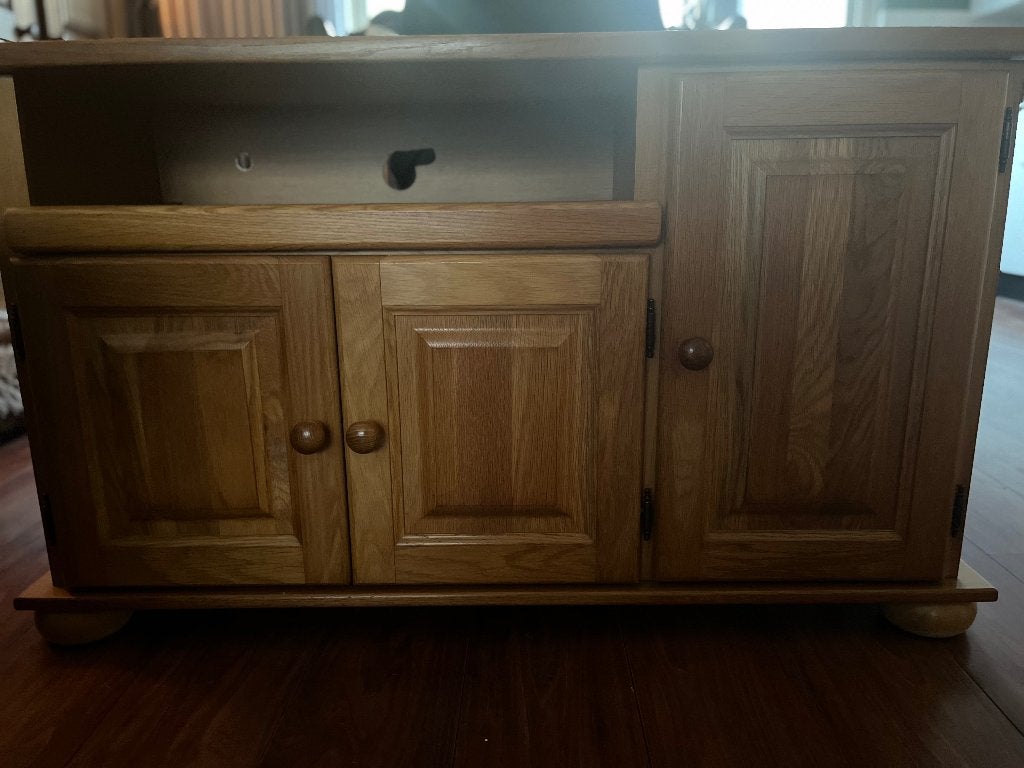 Blank eiken Tv meubel, Huis en Inrichting, Ophalen, Gebruikt, 100 tot 150 cm, Eikenhout