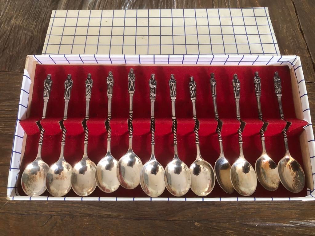 Complete set van 12 Apostellepels in originele doos, Antiek en Kunst, Ophalen