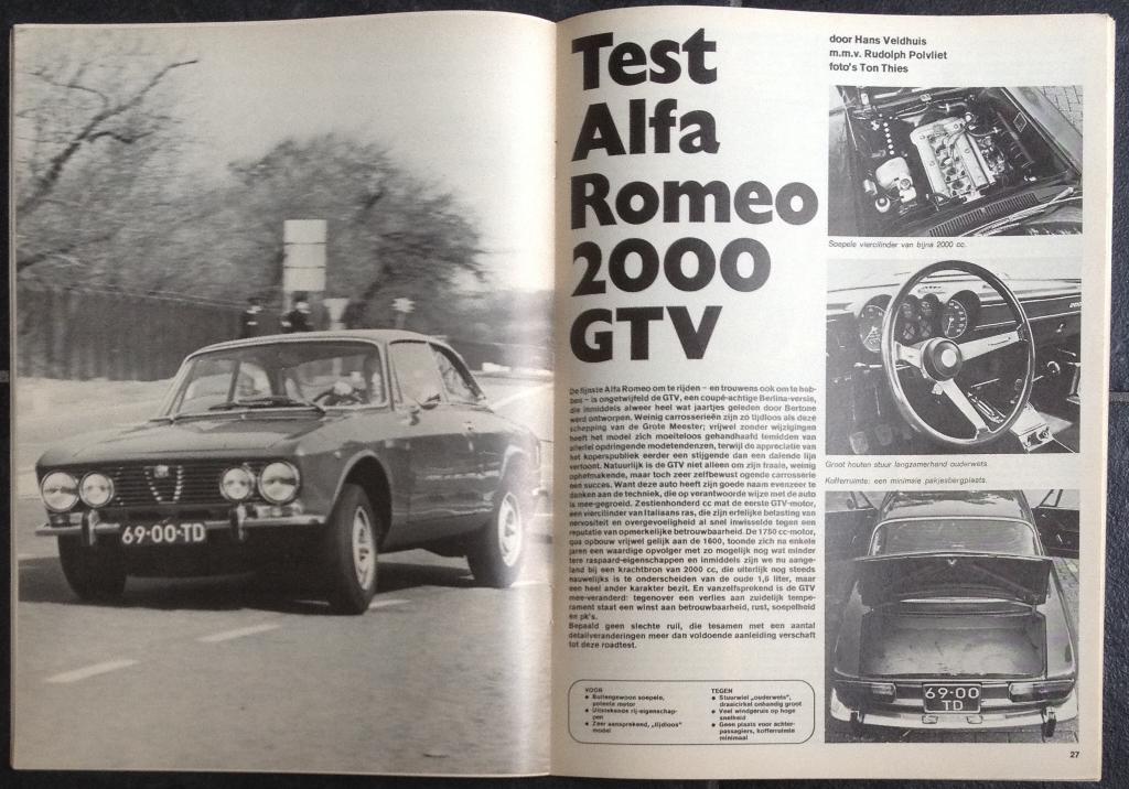 Alfa Romeo 2000 GTV test in Autovisie 1972, Gelezen, Alfa Romeo, Ophalen of Verzenden, Autovisie