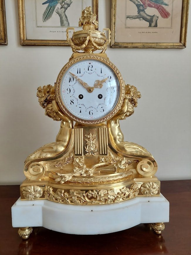 Grote Franse verguld bronzen pendule, omstreeks 1870-1880, Ophalen