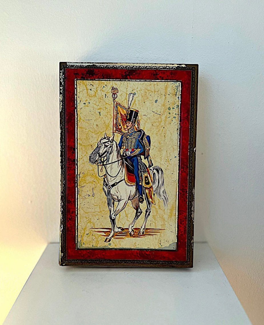 decoratief verzamelblik met afbeelding van ruiter te paard, Ophalen of Verzenden, Gebruikt, Overige