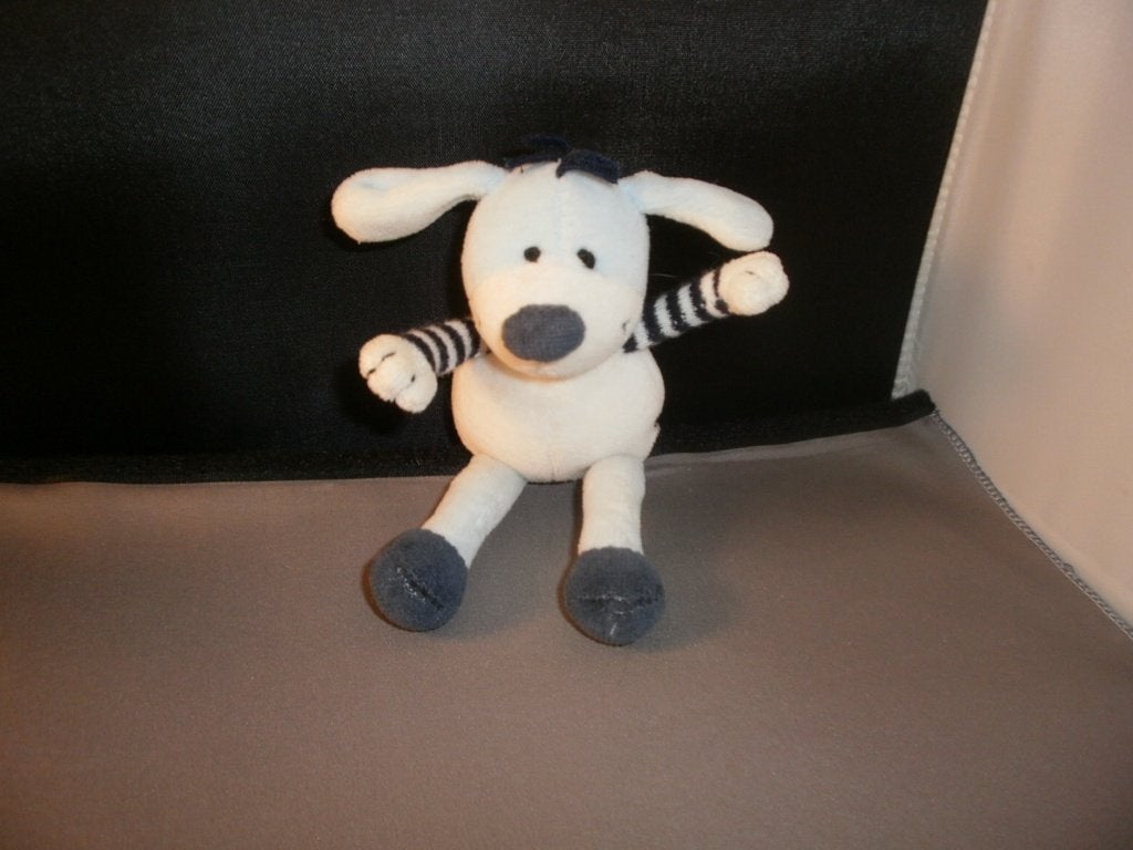 unitoys hond licht blauw wit donker blauw velours 17 cm, Overige merken, Blauw, Zo goed als nieuw, Wasbaar