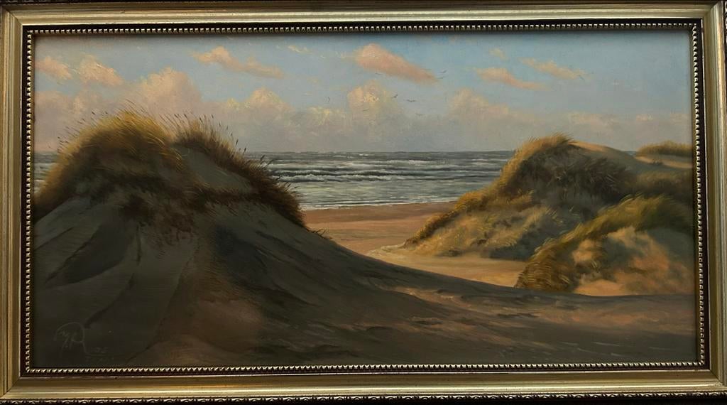 Schilderij van Gerd Jan Roos - Duinlandschap aan Zee, Ophalen