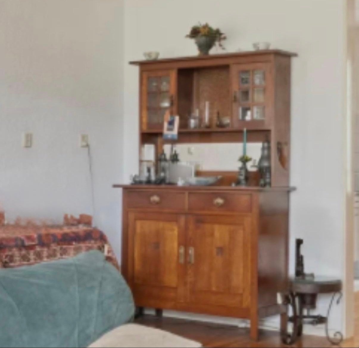 Antiek houten dressoir met vitrinekast, Antiek en Kunst, Ophalen