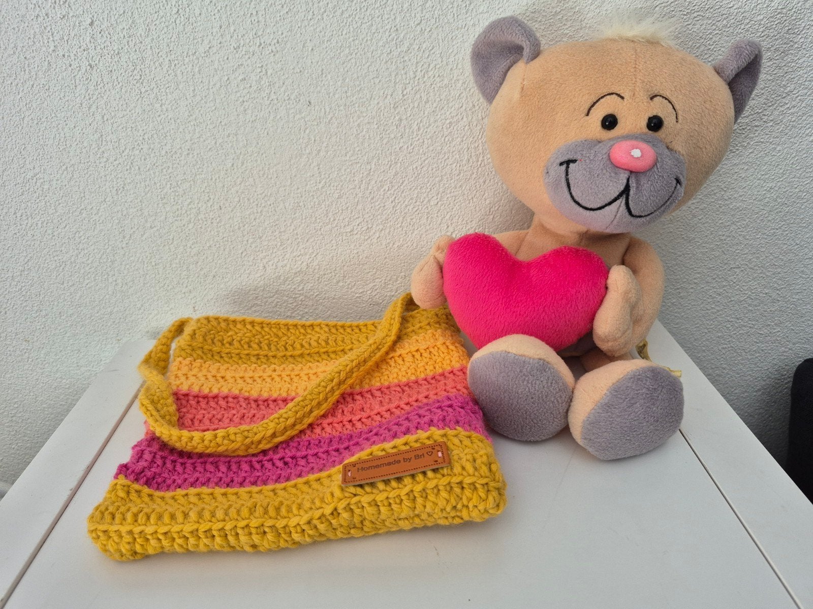 Zelfgehaakt schoudertasje & Pimboli knuffel, Verzamelen, Ophalen of Verzenden, Zo goed als nieuw, Overige typen