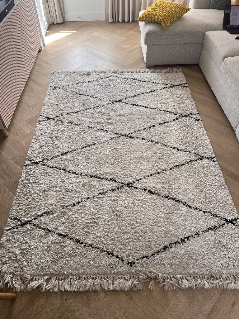 crèmekleurig vloerkleed, Ophalen, Gebruikt, Rechthoekig, 200 cm of meer