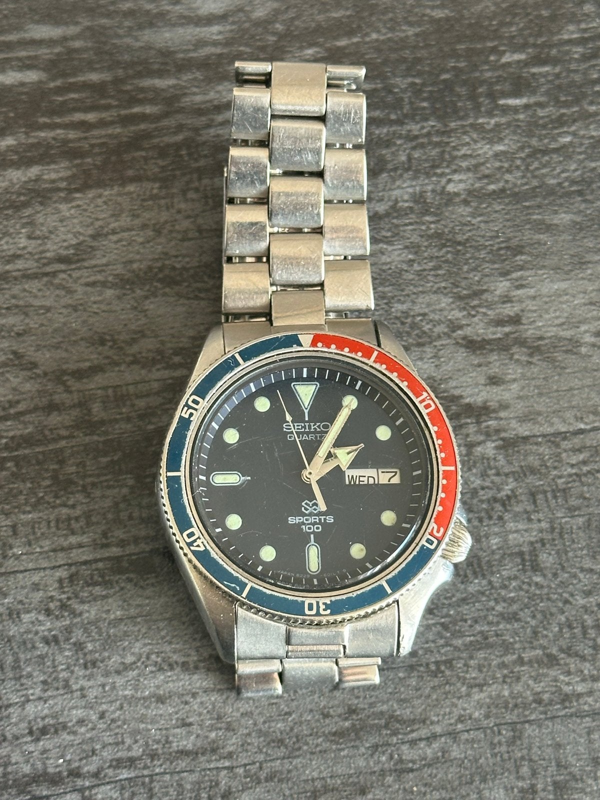 Seiko Horloge SQ Sports 100 ‘Pepsi’ 1979, Seiko, Gebruikt, Staal, Polshorloge
