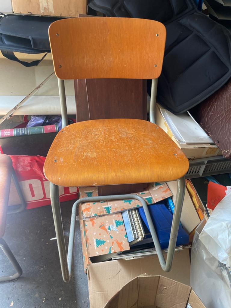 Vintage schoolstoel - Hout en metaal, Ophalen