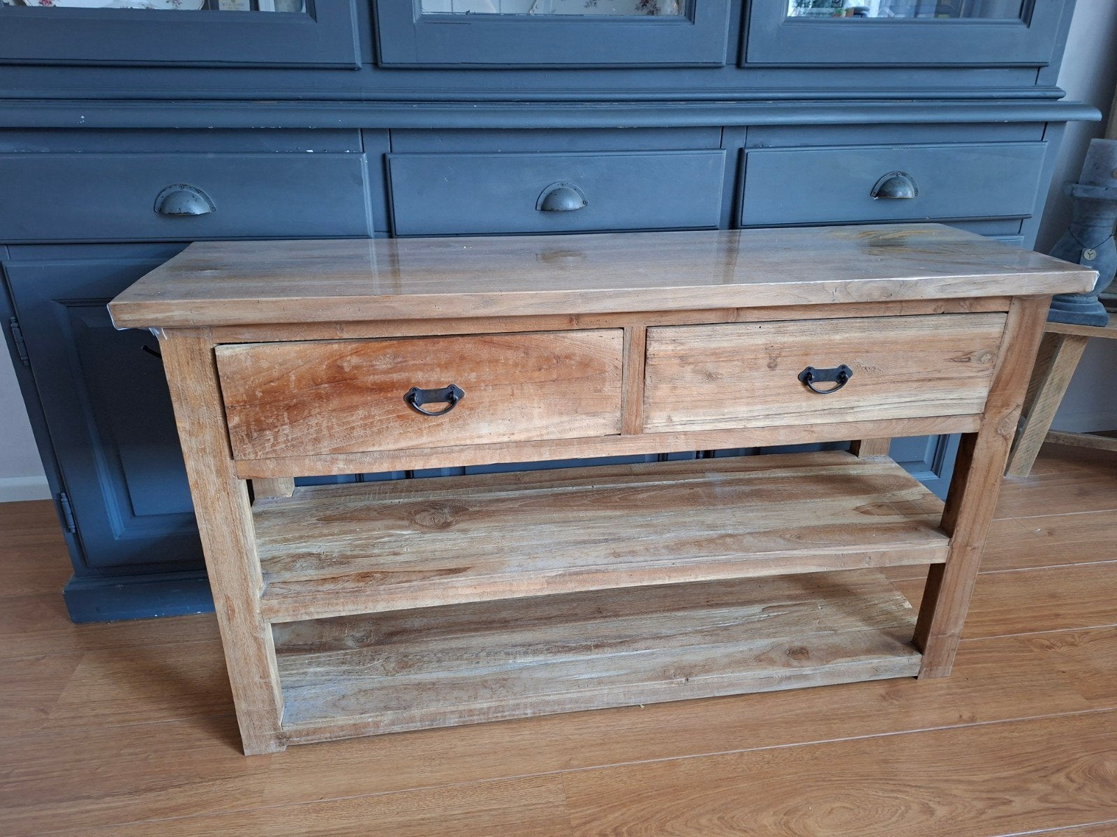 Houten sidetable met lades en planken, Ophalen, 100 tot 150 cm, Zo goed als nieuw, Landelijk, Modern