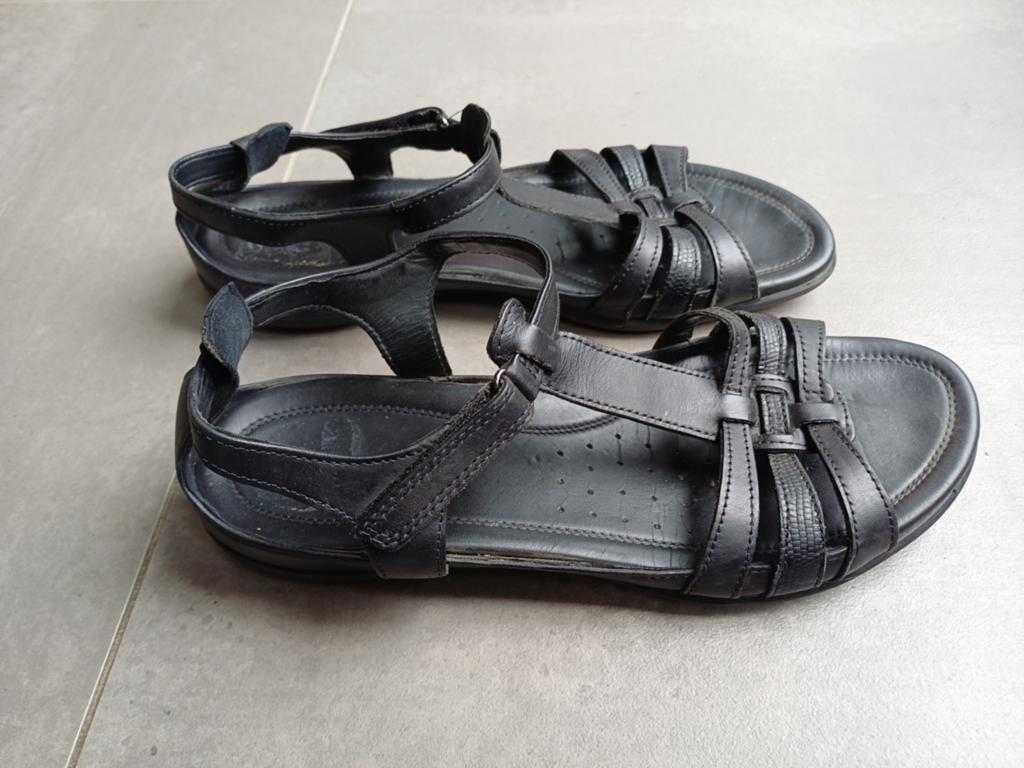 Ecco sandalen maat 42 zwart leer, Ecco, Zwart, Gedragen, Sandalen of Muiltjes
