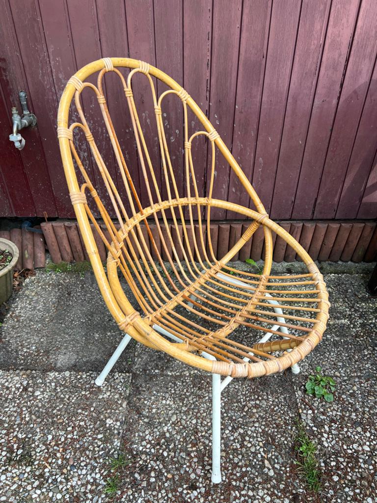 Rotan Rohe tuinstoel, Ophalen, Gebruikt, Bruin, Riet of Rotan