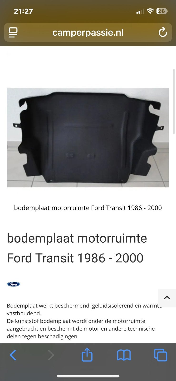 Bodem beschermplaat ford transit, Ophalen of Verzenden, Zo goed als nieuw