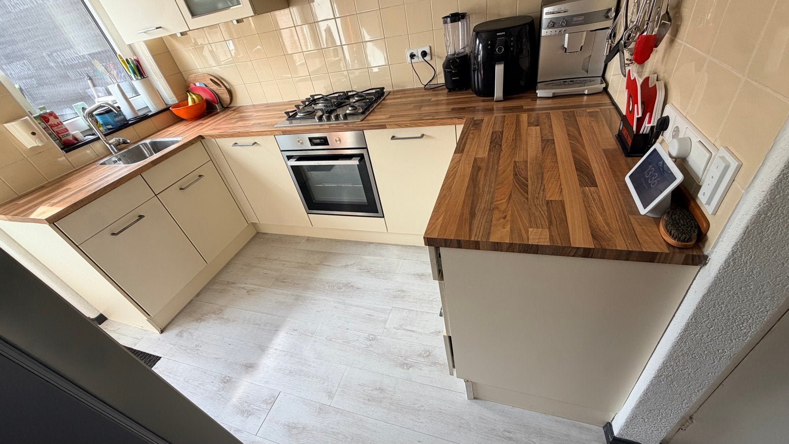 Complete U-keuken met apparatuur - 292cm lange zijde, Gebruikt, U-keuken, Ophalen of Verzenden, Hout