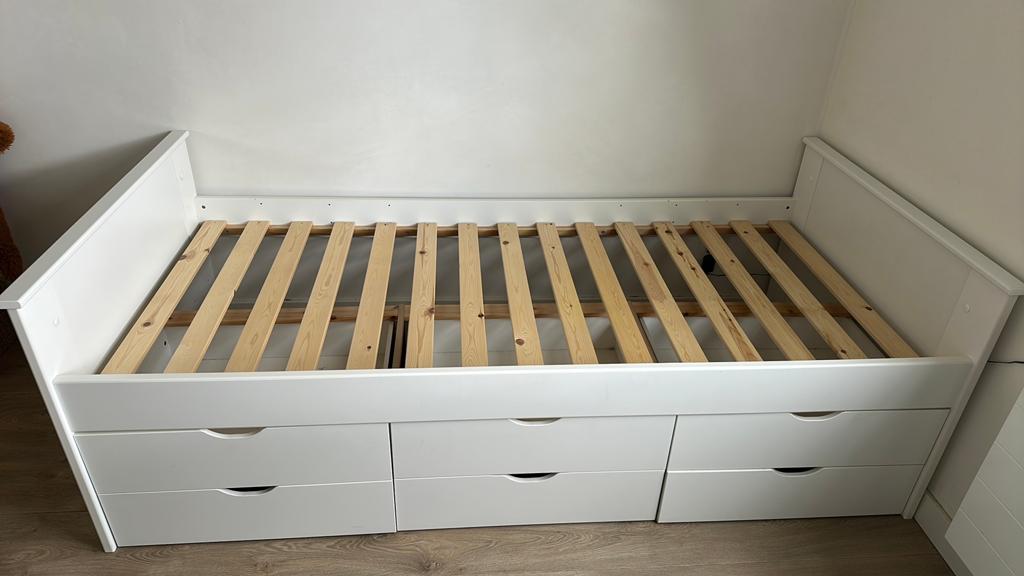 Eenpersoons kajuitbed met 6 lades - incl. lattenbodem, Ophalen, Gebruikt, 90 cm, Eenpersoons