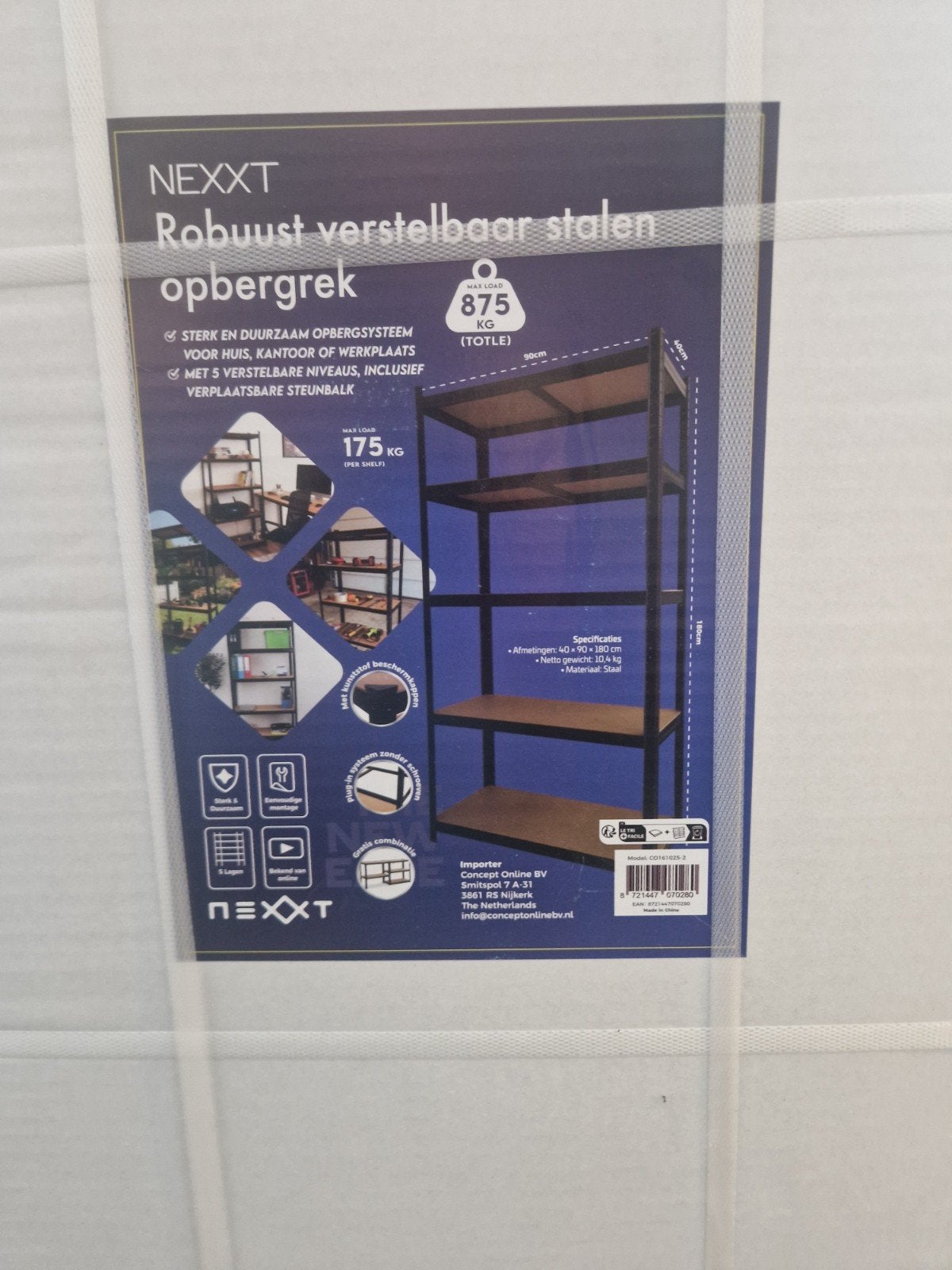 Nieuwe Stellingkast zwart H180xB90xD40, Ophalen, Nieuw