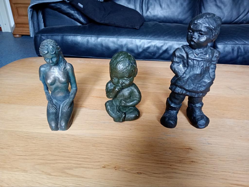 Set van 3 beelden: zeemeermin, baby, kind, Minder dan 20 cm, Ophalen of Verzenden, Beeld, Bruin