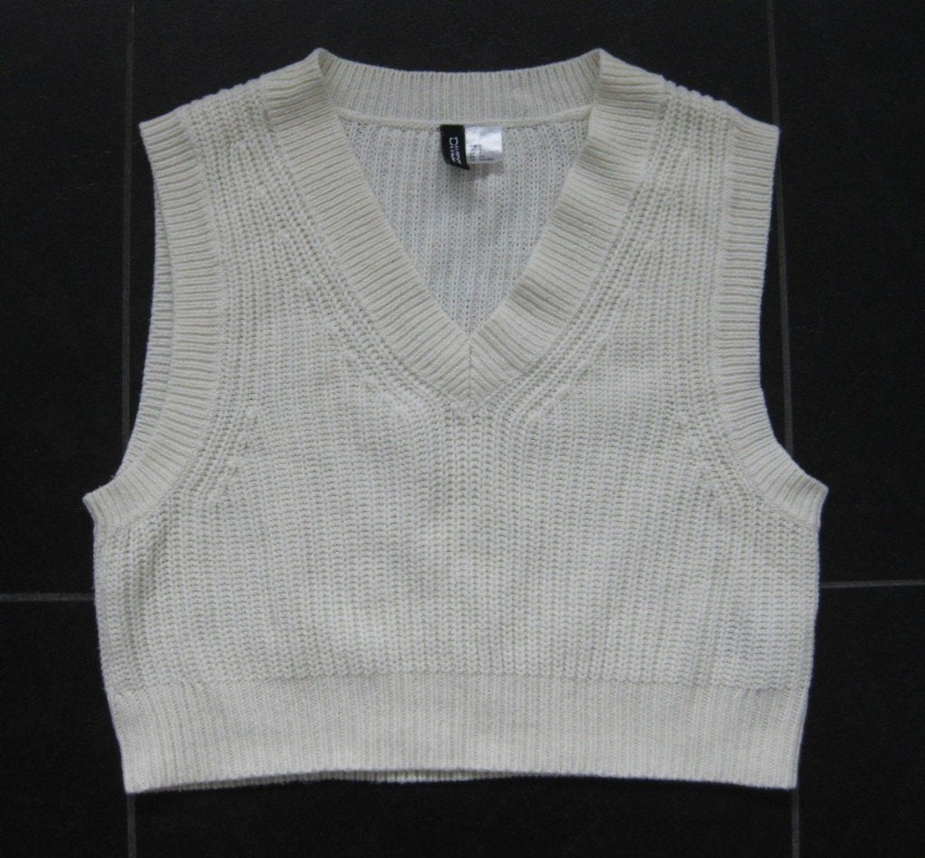H&M spencer, gebreide top, maat S - M, off-white, H&M, Wit, Ophalen of Verzenden, Zo goed als nieuw
